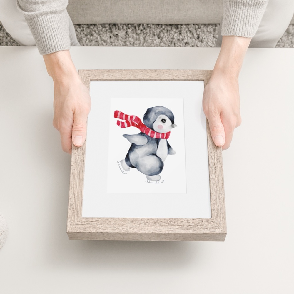 Wall Art Watercolor Christmas Penguin Illustration Print Poster Card Unframed - Picture 6 of 6